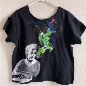 Einstein Girly Scoop Neck Psychedelic Smoke Tshirt